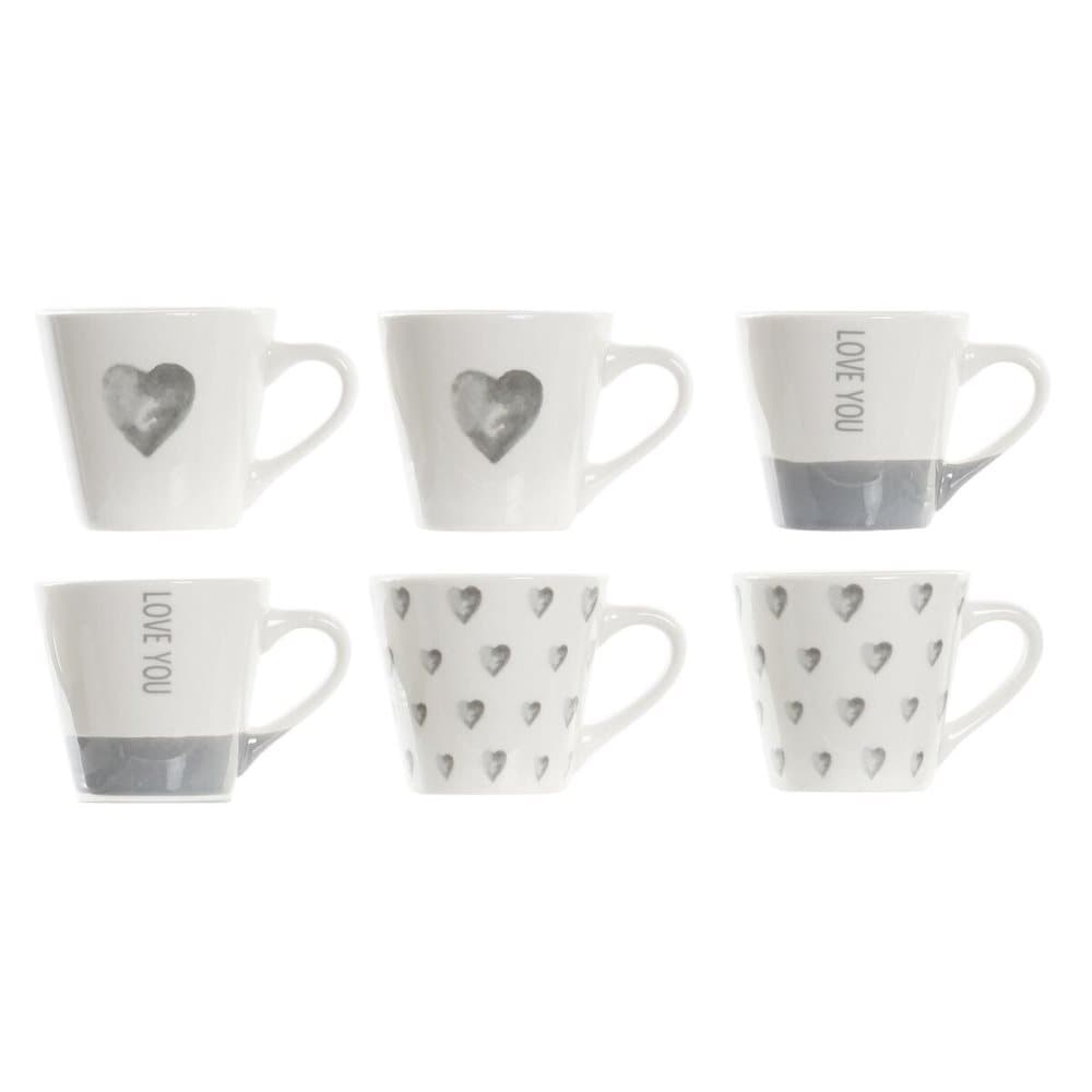Set med kaffekoppar DKD Home Decor Grå Porslin Bone China (90 ml)