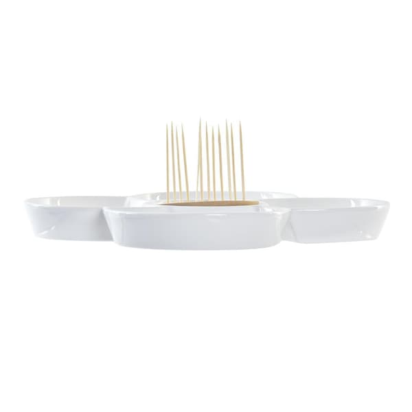 Snacksbrett DKD Home Decor Blå Naturell Bambus Steintøy Middelhavet 25 x 25 x 10 cm