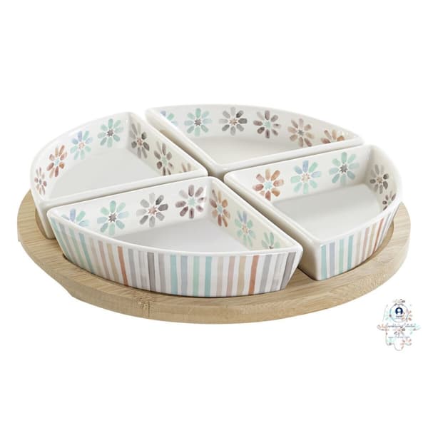 Snacksbrett DKD Home Decor 21,5 x 21,5 x 1 cm Flerfarget Steintøy