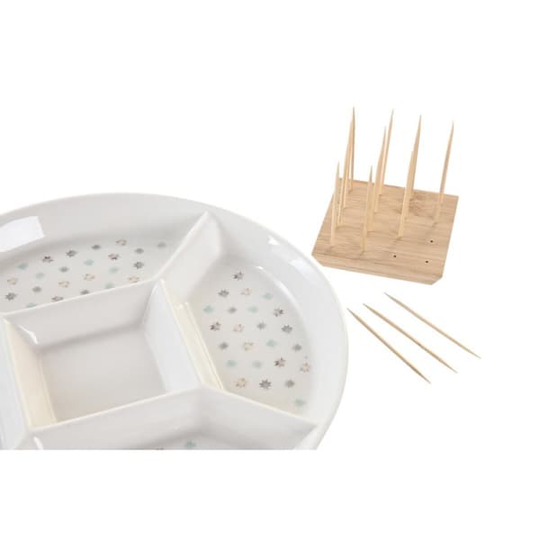 Snacksbrett DKD Home Decor 23,5 x 23,5 x 3 cm Flerfarget Steintøy