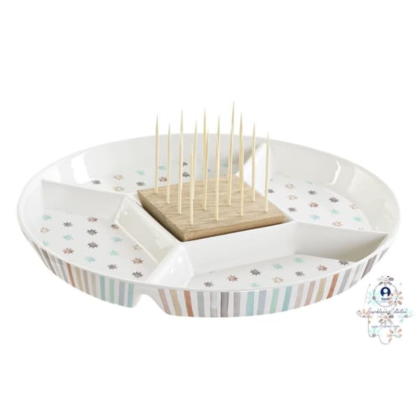 Snacksbrett DKD Home Decor 23,5 x 23,5 x 3 cm Flerfarget Steintøy
