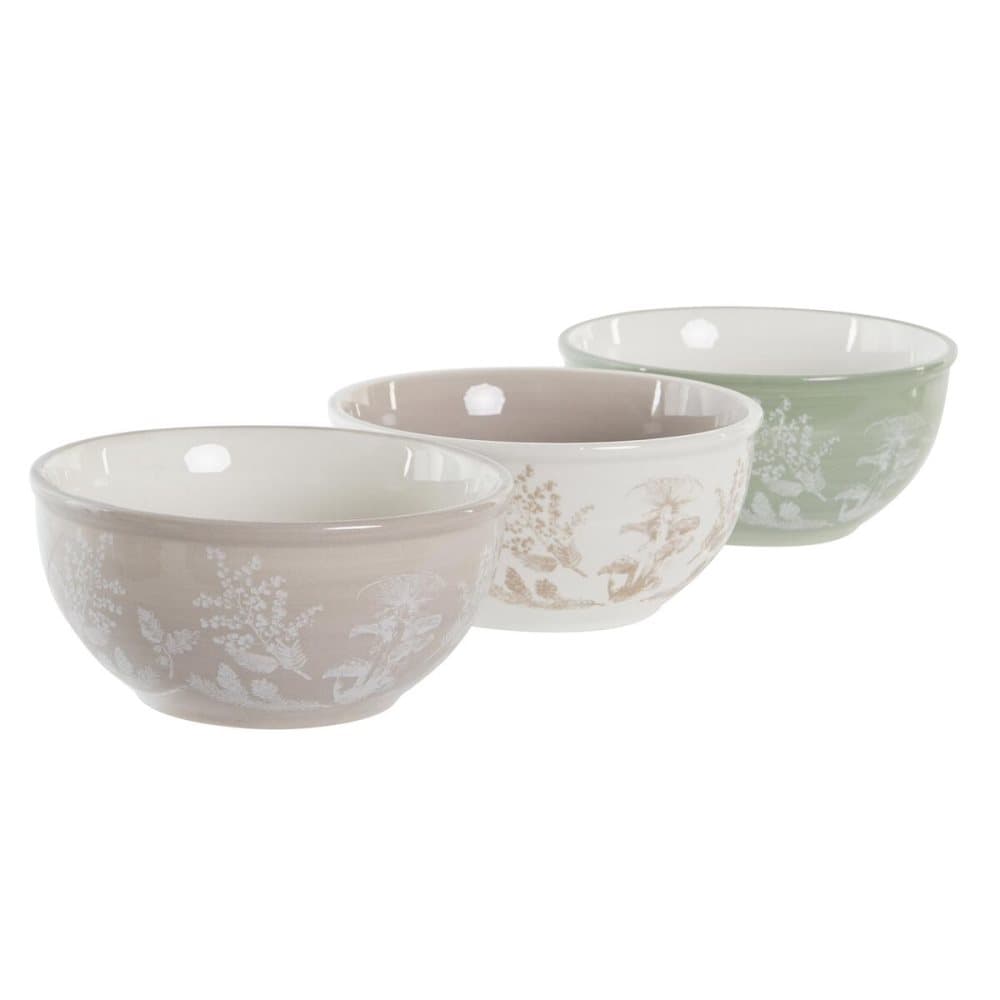 Skål DKD Home Decor Atlantic Forest Dolomite 3 antal (14 x 14 x 7 cm)