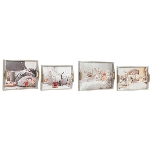 Sett med brett DKD Home Decor Flerfarget 40 x 30 x 6 cm Tre MDF (2 enheter)