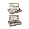 Pikkukuva 1 / 4: Tarjotinsetti DKD Home Decor Beige 40 x 30 x 6 cm Puu MDF (2 osaa)