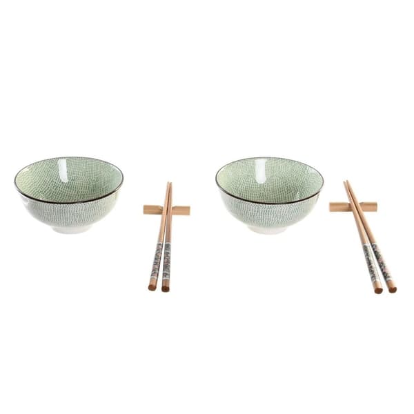 Sushiset DKD Home Decor 30 x 21 x 7 cm Grön Himmelsblå Stengods Orientalisk (6 Delar)