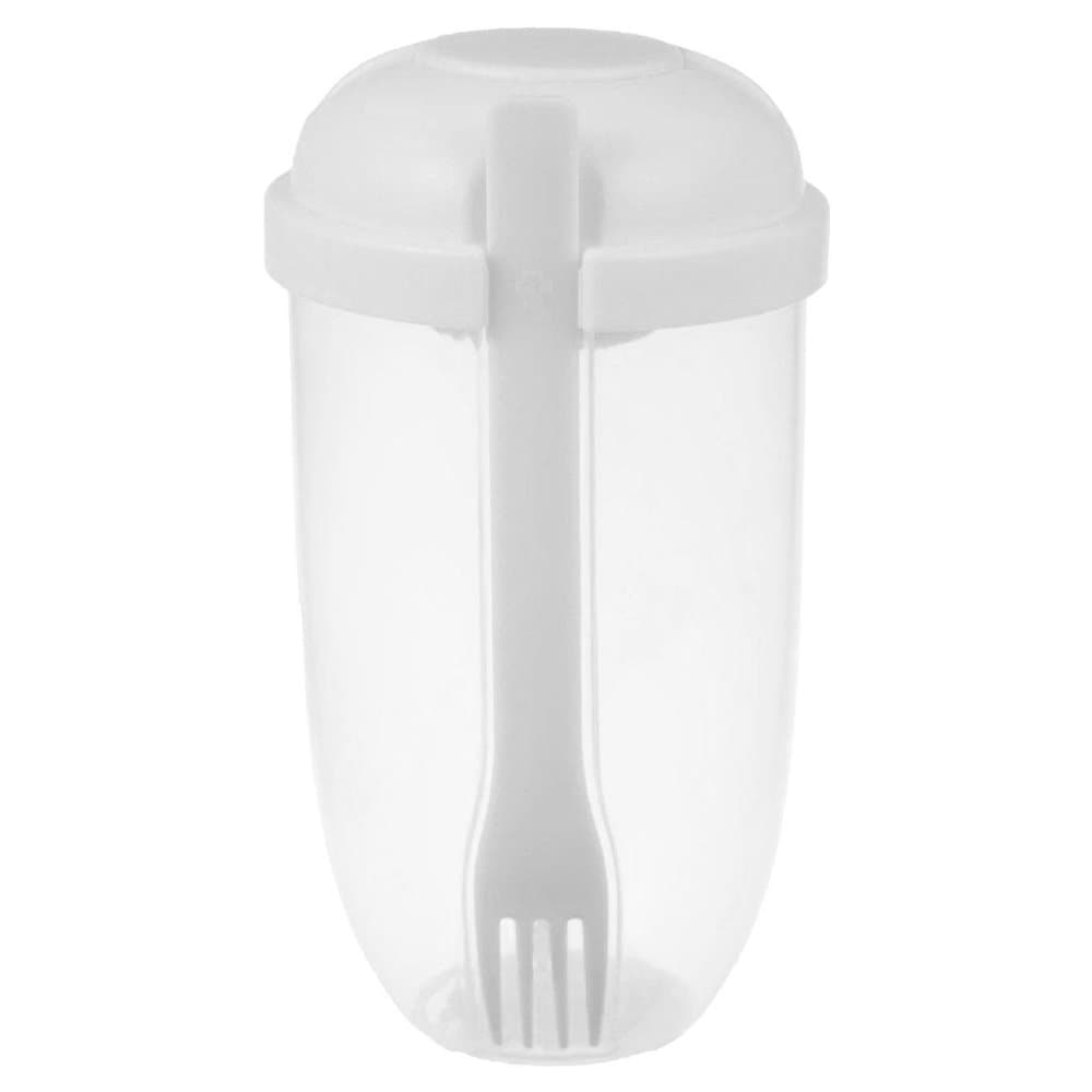 Matlåda med Såsbehållare och Gaffel - Vit