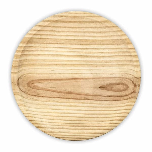 Litteä Lautanen Puu Ø 22 cm Mustekala