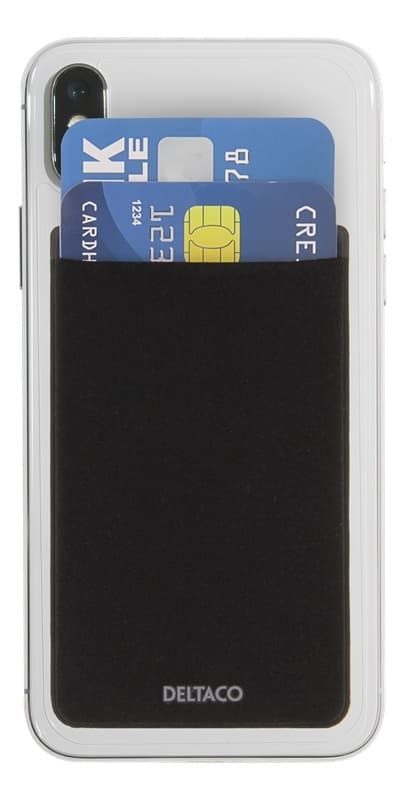 DELTACO Adhesive card holder, RFID blocking, 3M adhesive, black