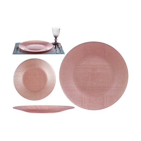Flad Plade Vivalto Pink Glas 32,5 x 2 x 32,5 cm (6 enheder)