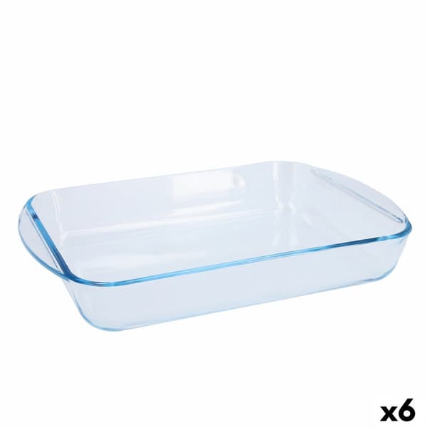 Ovnskål Pyrex Classic Vidrio Gjennomsiktig Glass Rektangulær 35 x 23 x 6 cm (6 enheter)