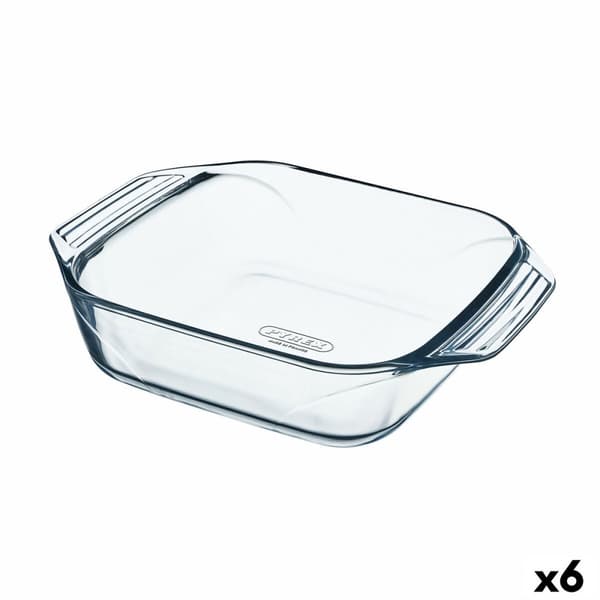 Serveringsfat Pyrex Irresistible Kvadrat Gjennomsiktig Glass 6 enheter 29,2 x 22,7 x 6,8 cm