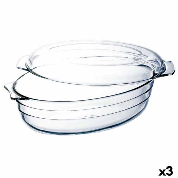 Serveringsfat Ô Cuisine Ocuisine Vidrio Med lokk 3 L 1,1 L Gjennomsiktig Glass 3 enheter