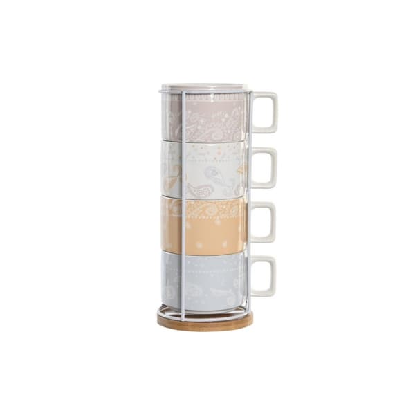 Dele kaffekopsæt DKD Home Decor Gul Blå Hvid Rød Metal Bambus Dolomite 260 ml