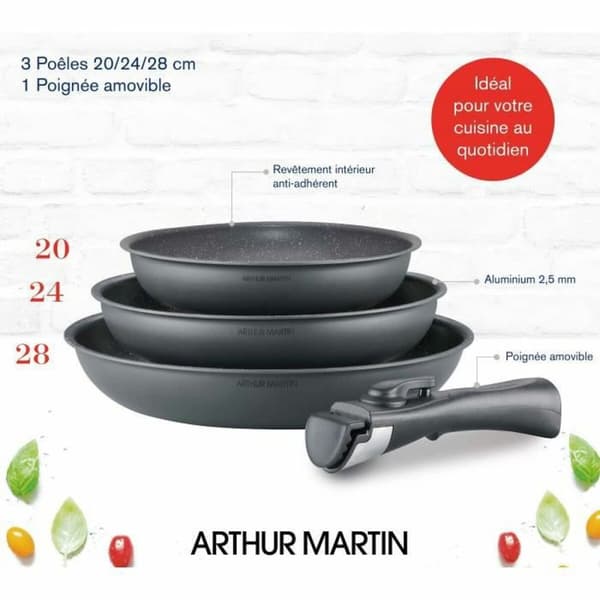 Kastrullset Arthur Martin AM521 Grå 4 Delar