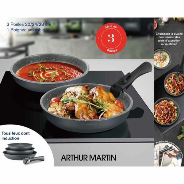 Kastrullset Arthur Martin AM521 Grå 4 Delar