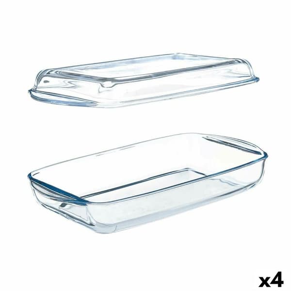 Brett med lokk Pasabahce Borcam Gjennomsiktig Borosilikatglass 1,9 L (4 enheter)