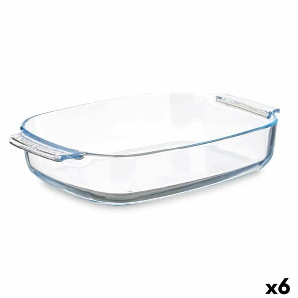 Serveringsfat Vivalto T3-38 Gjennomsiktig Borosilikatglass 3,8 L 38 x 6,5 x 25,4 cm Med håndtak (6 enheter)