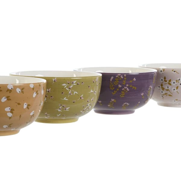 Kulho DKD Home Decor Vihreä Pinkki Sinappi Liila Dolomite Shabby Chic 600 ml 14 x 14 x 7 cm (4 osaa)