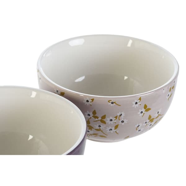 Kulho DKD Home Decor Vihreä Pinkki Sinappi Liila Dolomite Shabby Chic 600 ml 14 x 14 x 7 cm (4 osaa)