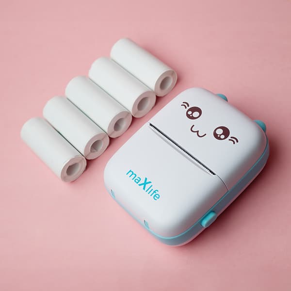 Maxlife MXTP-100 Thermal Printer - bærbar miniskriver med Bluetooth, blå