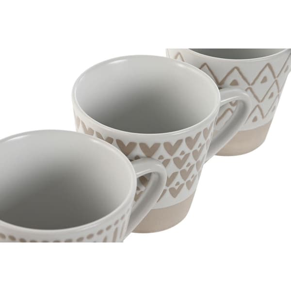 Dele kaffekopsæt Home ESPRIT Hvid Beige Stentøj 180 ml