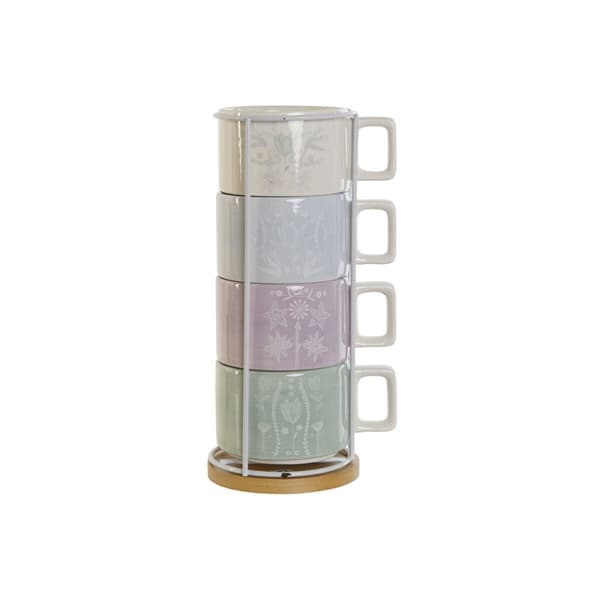 Delers Kaffekoppsett DKD Home Decor Grønn Himmelblå Syrin Metall Bambus Dolomite 260 ml