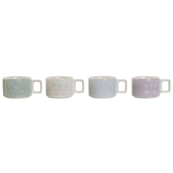 Delers Kaffekoppsett DKD Home Decor Grønn Himmelblå Syrin Metall Bambus Dolomite 260 ml