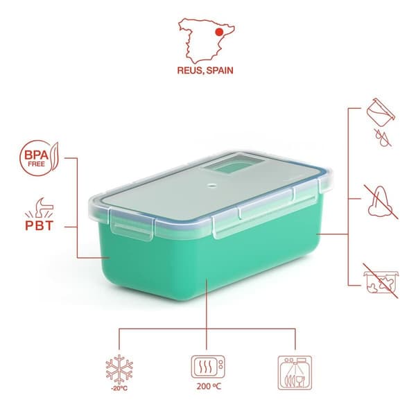 Behållare för matkonservering Valira 6090/97 Hermetisk Turkos Termoplast PBT Rektangulär 750 ml