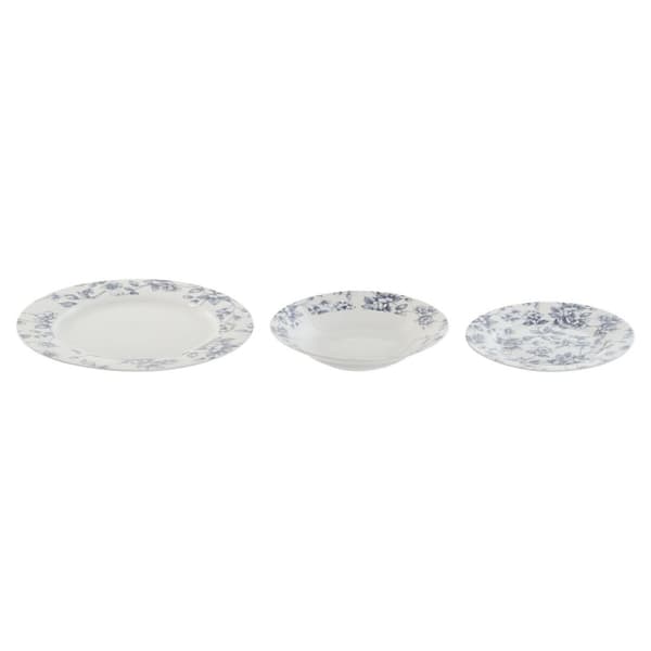 Madlavningssæt Home ESPRIT Blå Porcelæn Floral 18 Dele 27 x 27 x 2 cm