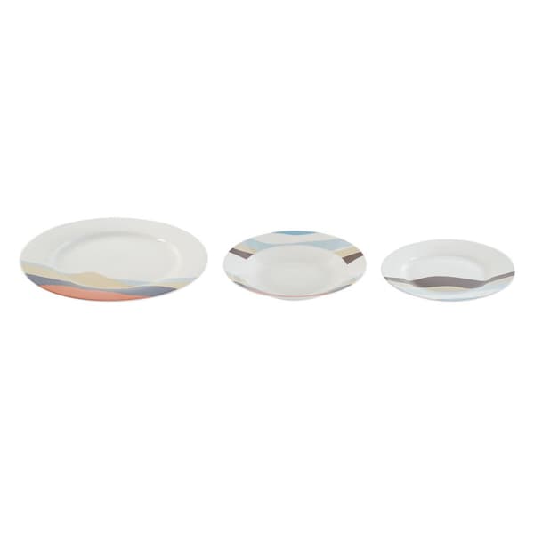 Astiasetti Home ESPRIT Sininen Vihreä Posliini Trooppinen 18 Kappaletta 27 x 27 x 2 cm