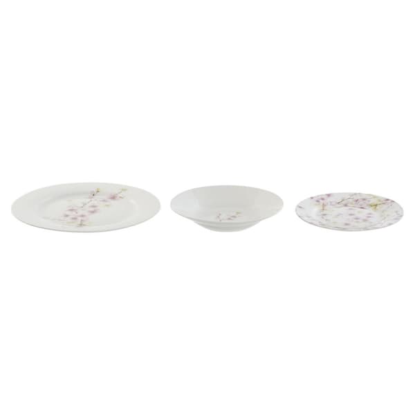 Madlavningssæt Home ESPRIT Hvid Grøn Pink Porcelæn 18 Dele 27 x 27 x 2 cm