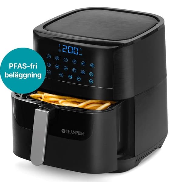 CHAMPION Air Fryer XL Ceramic 5.5L 1800W AF600 - Svart