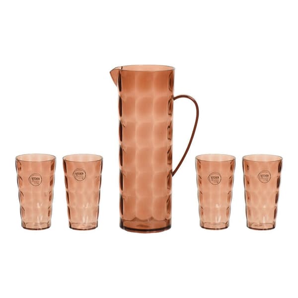 Sett med mugge og glass EDM 869702 Brun Resirkulert plast 5 Deler