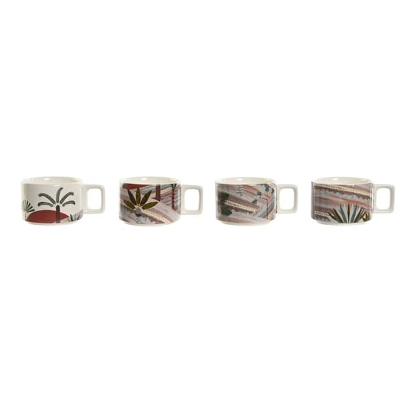 Dele kaffekopsæt Home ESPRIT Beige Pink Terrakotta Syren Metal Bambus Dolomite 260 ml