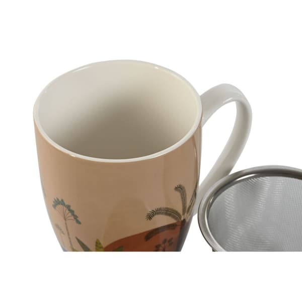 Kuppi teesuodattimella Home ESPRIT Sininen Beige Terrakotta Ruostumaton teräs Posliini 380 ml (2 osaa)