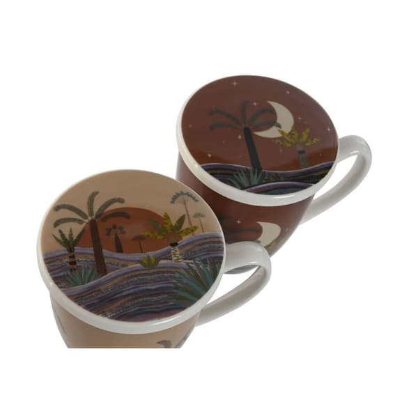 Kuppi teesuodattimella Home ESPRIT Sininen Beige Terrakotta Ruostumaton teräs Posliini 380 ml (2 osaa)