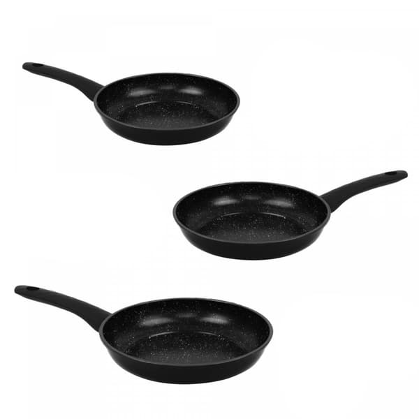 Sett med marmorerte stekepanner