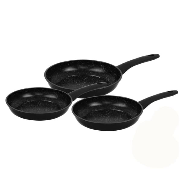 Sett med marmorerte stekepanner