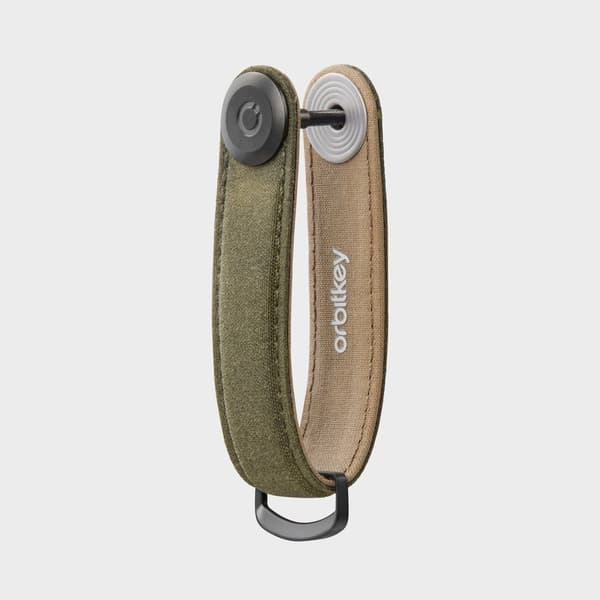 Orbitkey Nøkkelholder i vokset lerret - Khakigrønn