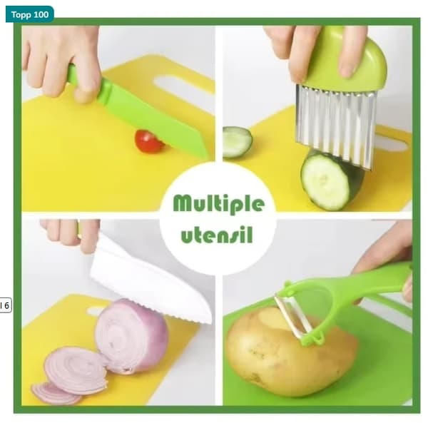 Kid Kitchen set - Lasten leivontakeittiö keittiöveitsi keittiösarja lasten keittiön keittiövälineet lasten 6-osainen setti