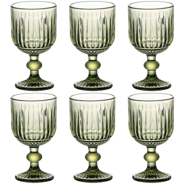 Sæt med glas Home ESPRIT Grøn Krystal 8 x 8 x 14,5 cm (6 enheder)