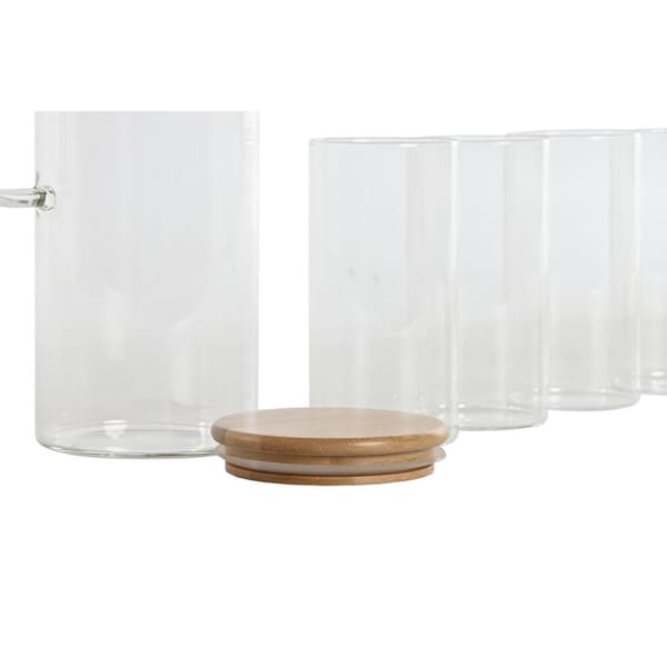 Glassæt Home ESPRIT Gennemsigtig Bambus Borosilikatglas 210 ml