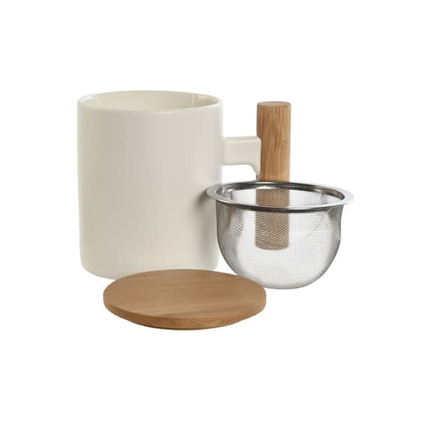 Kuppi teesuodattimella Home ESPRIT Valkoinen Ruostumaton teräs Posliini 360 ml