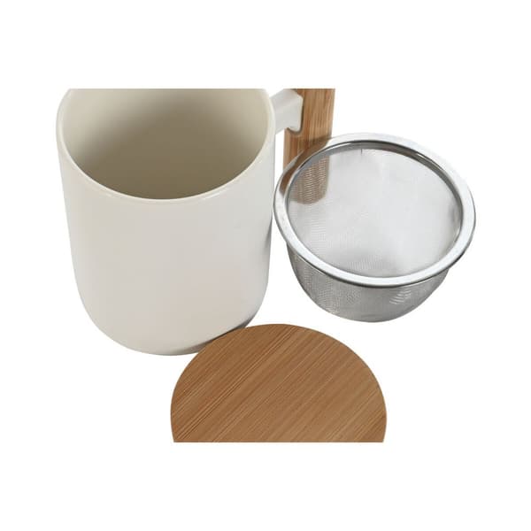 Kuppi teesuodattimella Home ESPRIT Valkoinen Ruostumaton teräs Posliini 360 ml