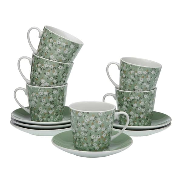 Čajni servis Versa Porcelæn 9 x 14 x 14 cm 10,5 x 8 x 6 cm 14 x 14 x 2 cm Cvetlice 6 enheder
