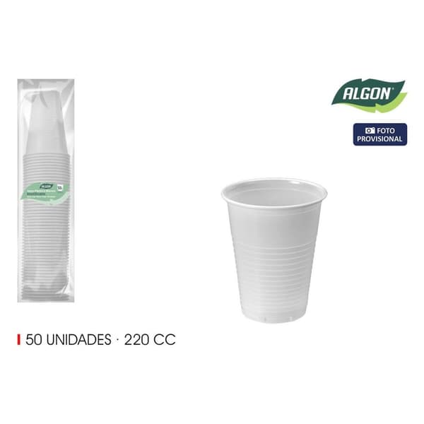 Sett med glass Algon Hvit 220 ml 50 Deler (18 enheter)