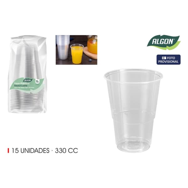 Sett med glass Algon 330 ml 15 Deler (24 enheter)