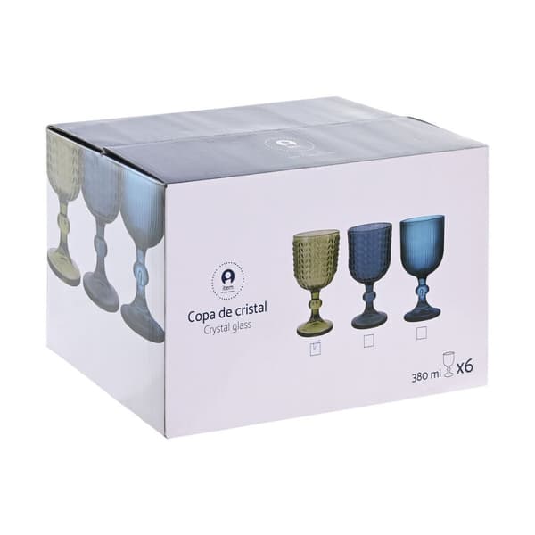 Sæt med glas Home ESPRIT Grøn Krystal 380 ml (6 enheder)