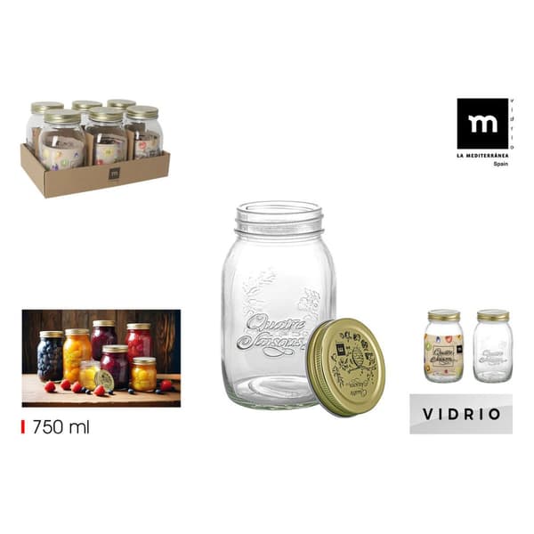Glasskrukke La Mediterránea QUATRE 0,75 L (12 enheter)