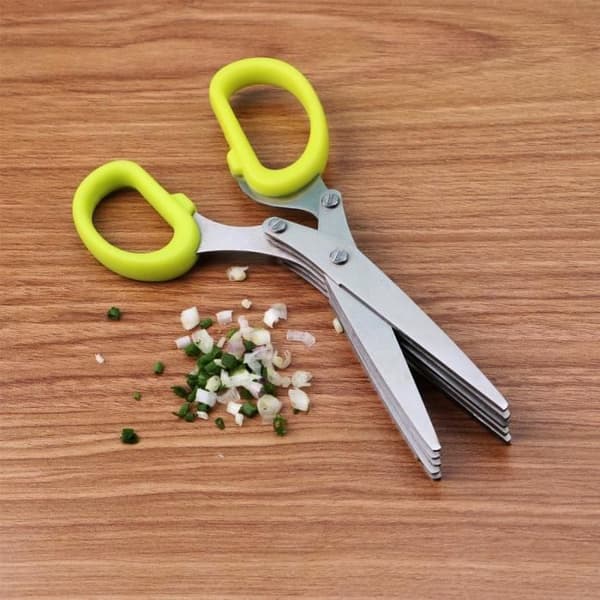 TOOHUI köksörtsax i rostfritt stål, multifunktionell örtsax med 5 blad för att skära persilja, purjolök, mynta, peppar